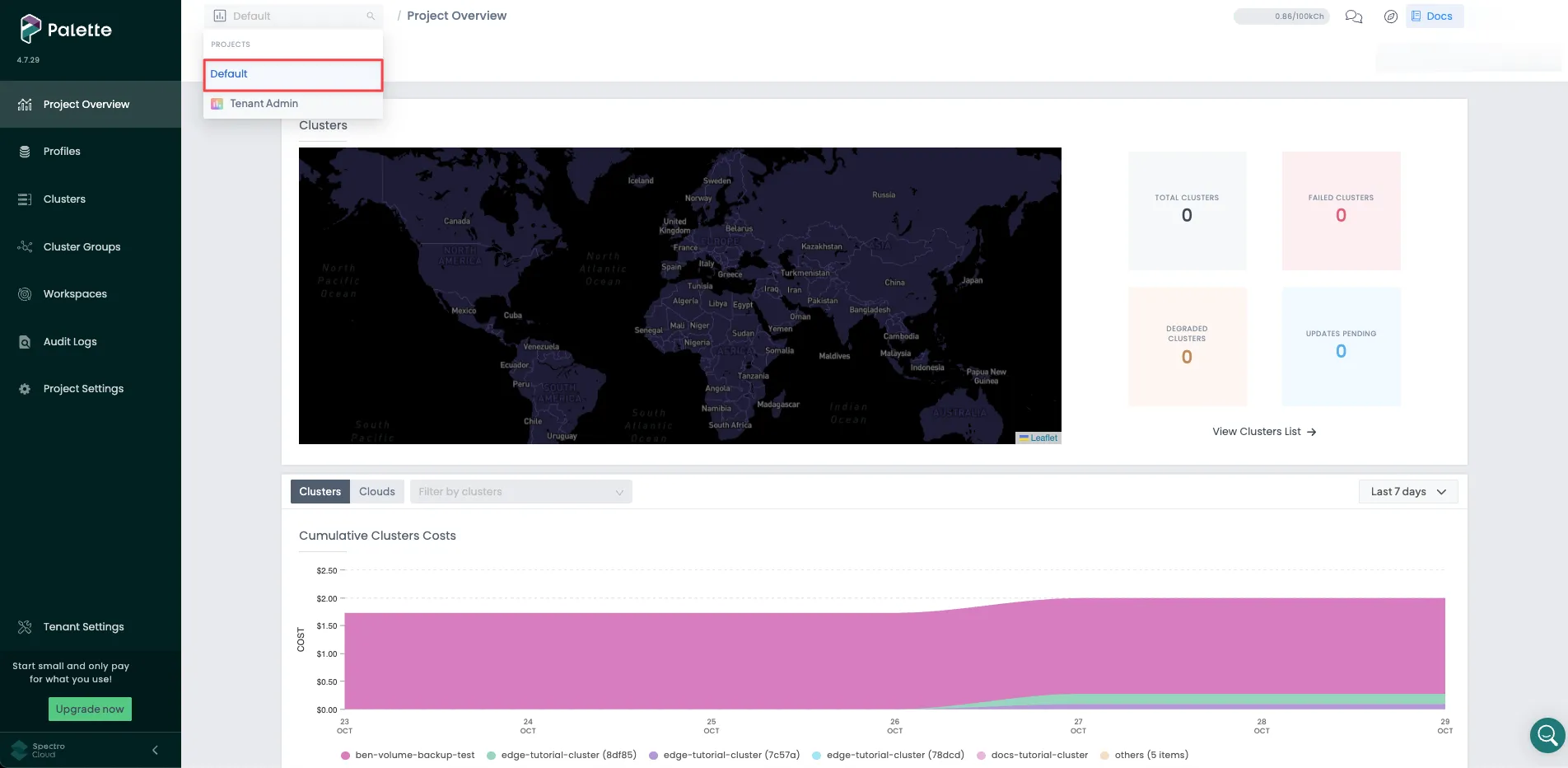 A screenshot of Palette's Default scope selected.